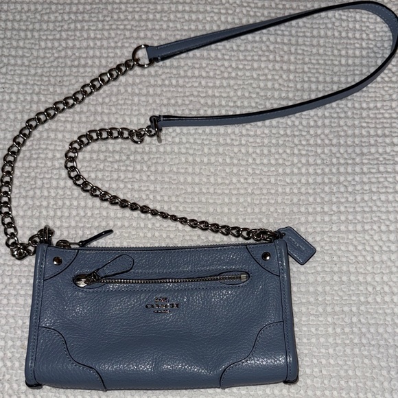 Coach Blue Leather Shoulder Purse - Picture 2 of 5